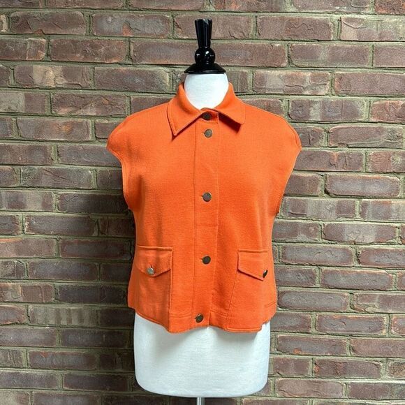 AKRIS Punto Cayenne Wool Short Sleeve Cardigan Sweater Size 4 NEW - Picture 2 of 5